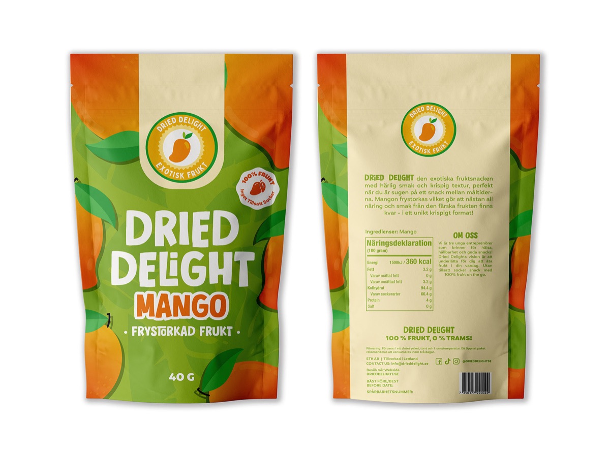 Frystorkad Mango från Dried Delight – nyttigt snack utan tillsatser, veganskt och glutenfritt
