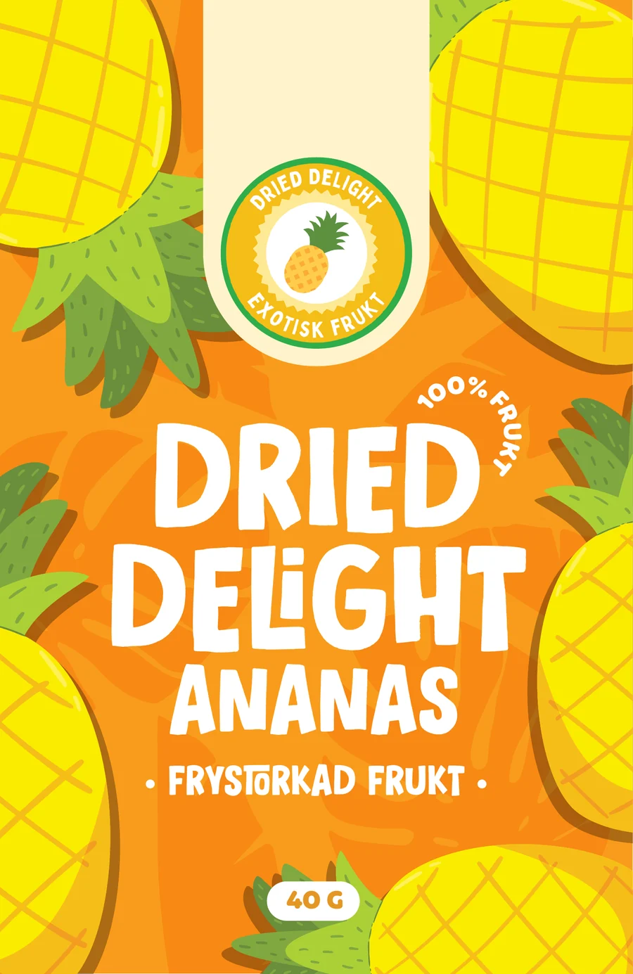 Påsen Dried Delight Ananas, 40 gram frystorkad frukt