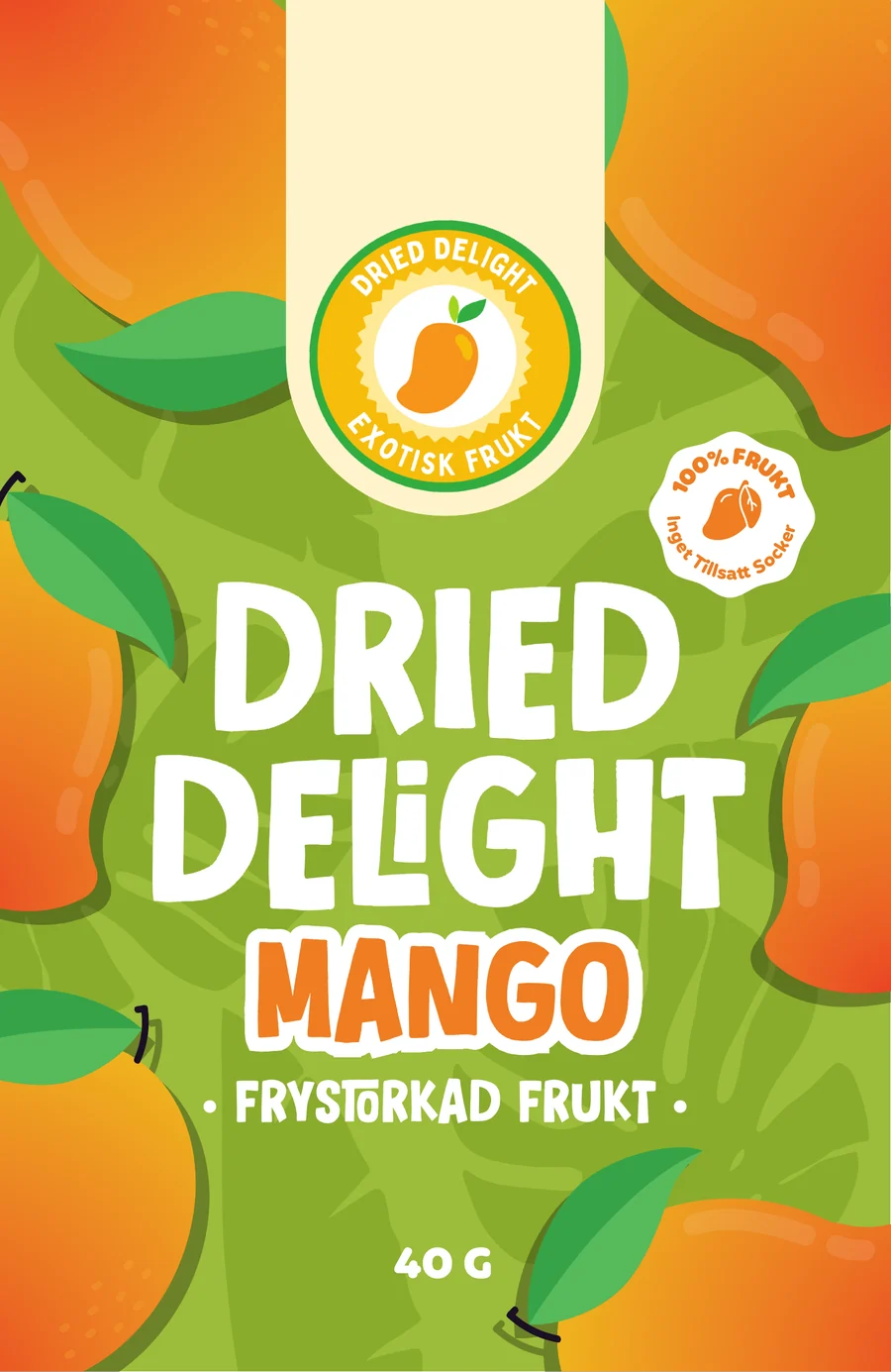 Påsen Dried Delight Mango, 40 gram frystorkad frukt